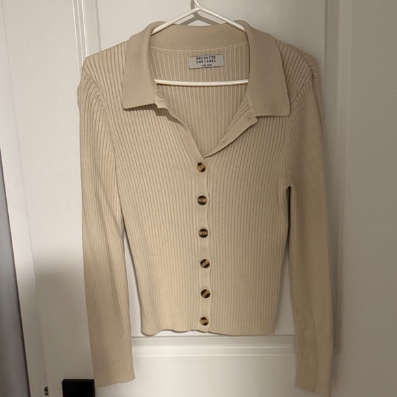 Brunette The Label Ribbed Tan Cardigan - Picture 1 of 4